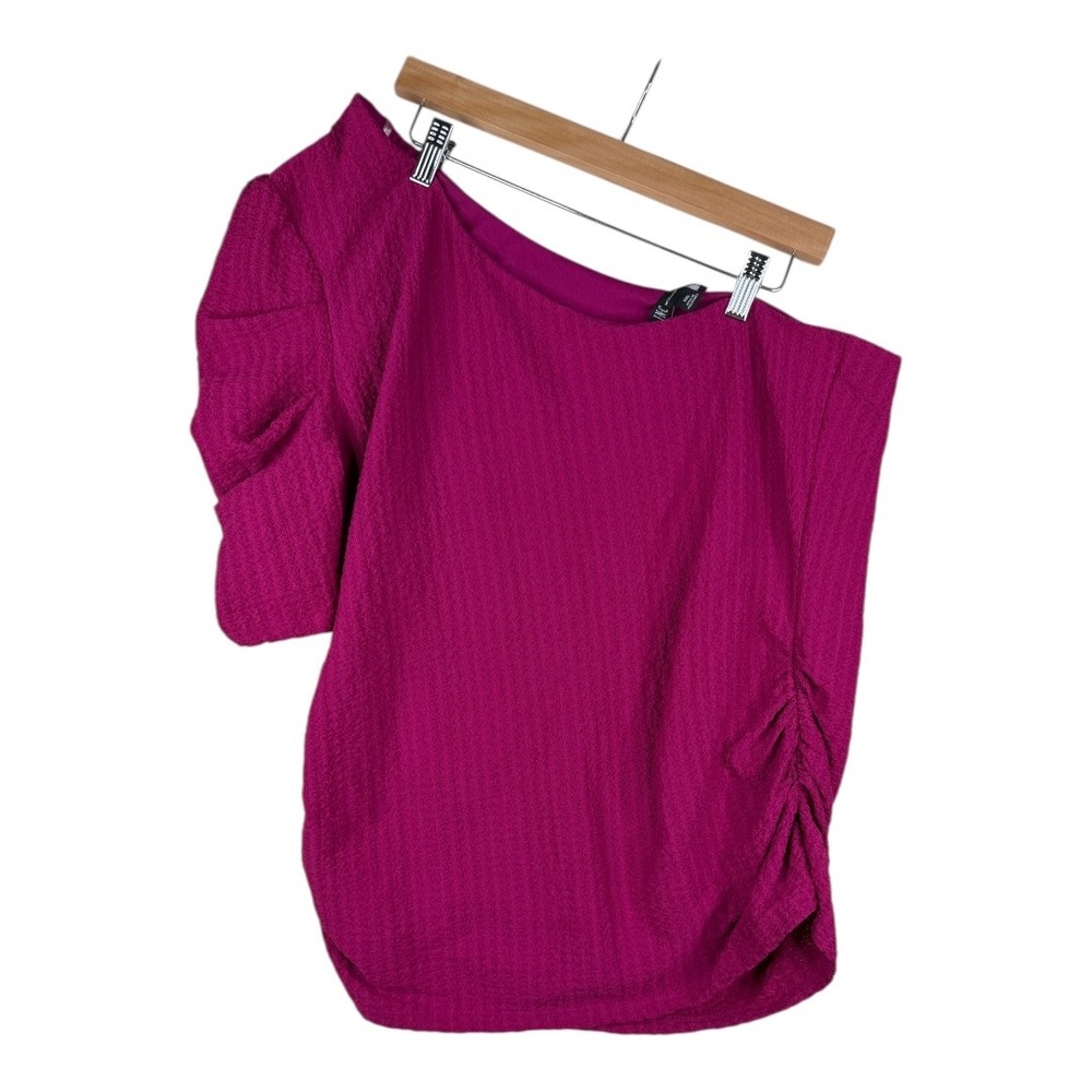 New INC International Concepts One‎ Shoulder Ruched Blouse size XXL Pink
